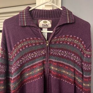 Vtg Tiara International Knitted Cardigan Full Zip large Hong Kong